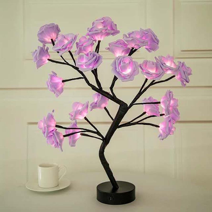 

LED Rose Flower Table Lamp USB Christmas Tree Fairy Lights Night Lights Home Party Home Decoration LED Table Lights Parties 1PC фіолетовий