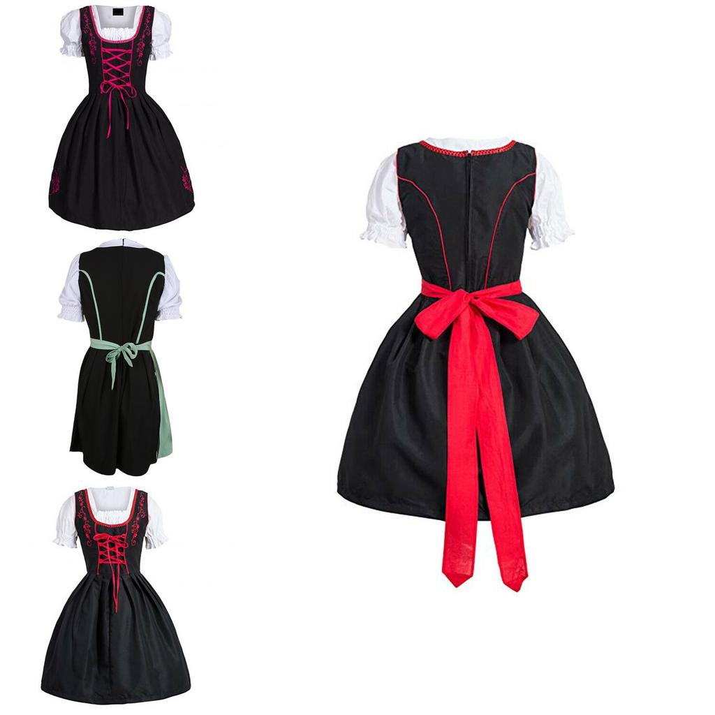 German Dirndl Dress With Middle Waist And Short Sleeves For Oktoberfest Events