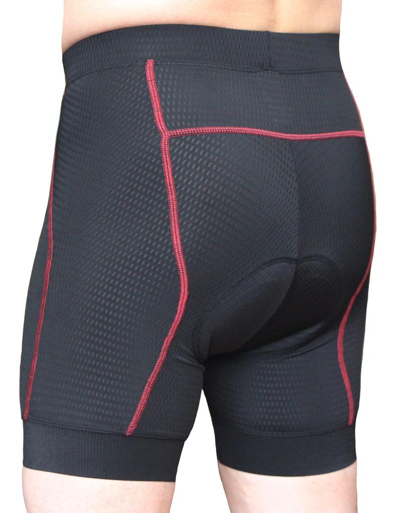 Welkruz Cycling Inner Pants with Gel Pads for Bicycles and Road Cycling Men's Bikes, Jersey, WL-BB063 (Black/Red, L)