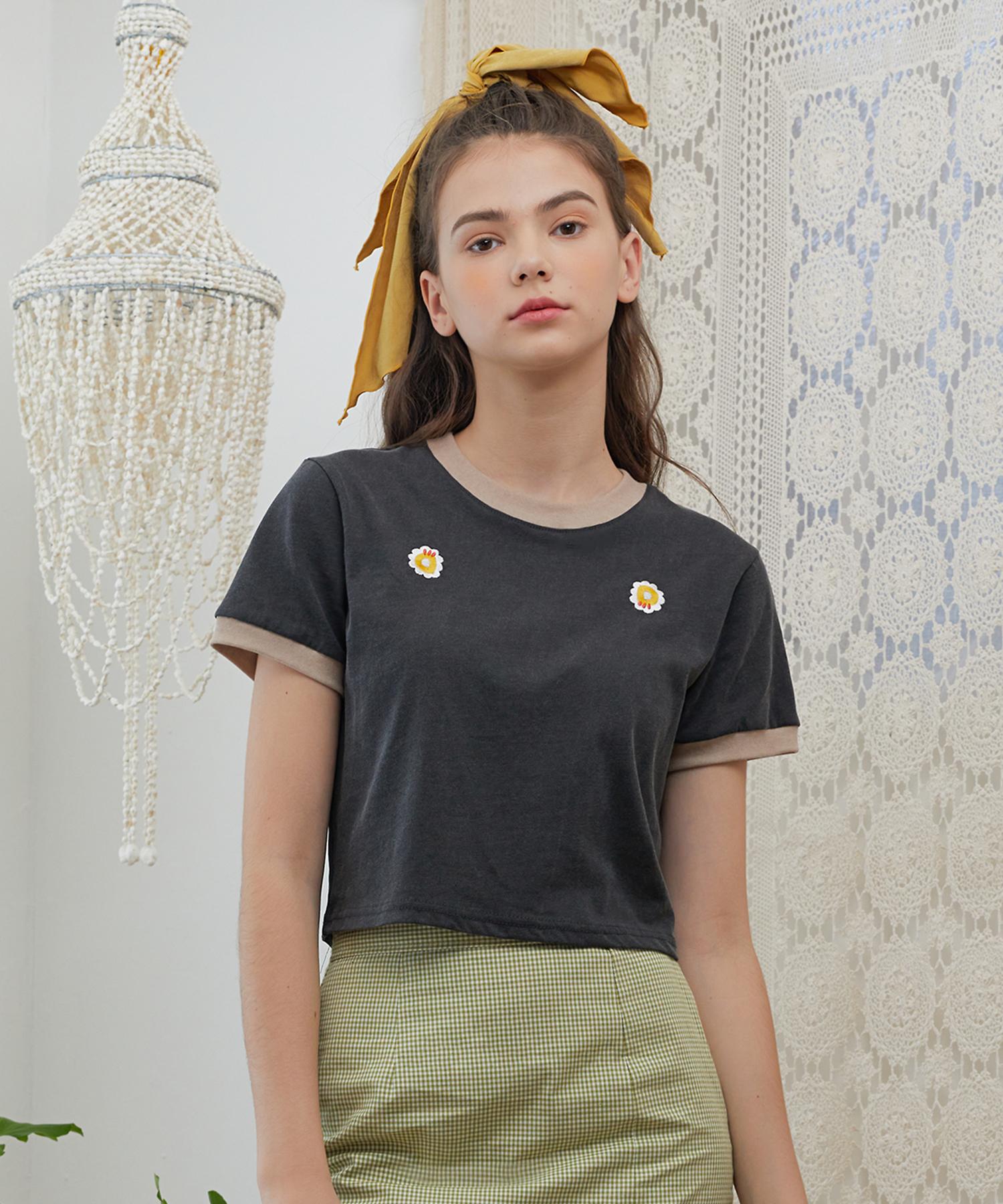 Dear Fear Margaret Crop T-Shirt Dark Gray Dark Gray/Free