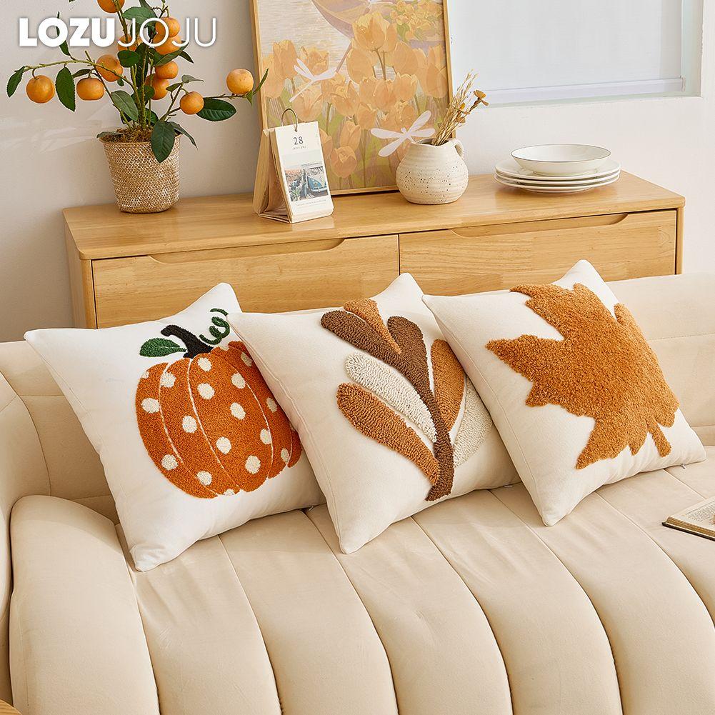 1PC LOZUJOJU Nordic Retro Style Plush Embroidered Pillowcase Halloween Style Cushion Cover for Sofa Living Room Bedroom Home Decor