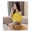 Round Neck Solid Color Chiffon Shirt Summer New Three-quarter Sleeve Loose Top for Women