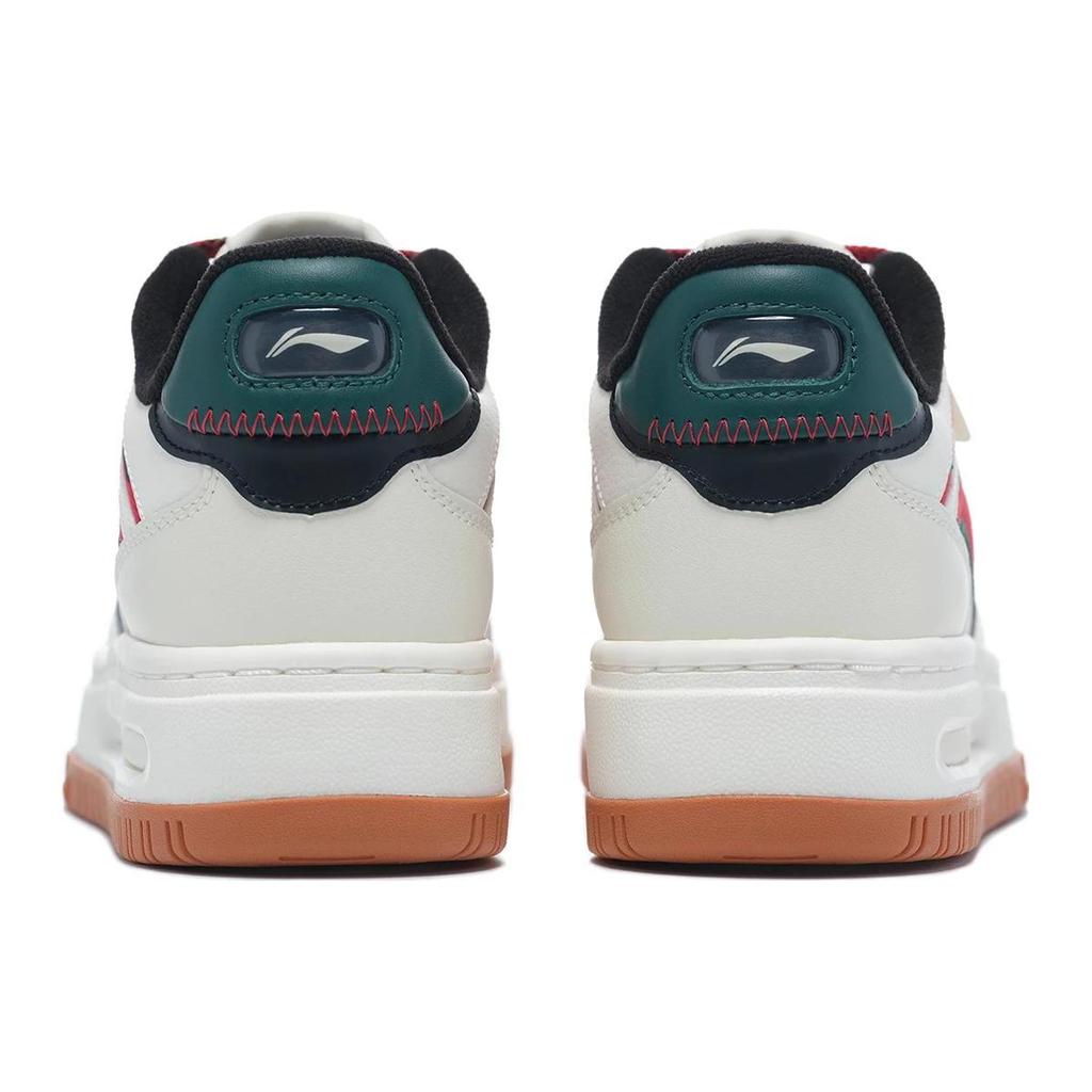 Li Ning Future C1 Synthetic Leather Slip Resistant Abrasion Resistant Low top Skateboard Shoes Women's White Red Green AGCT028-11
