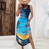 Women's Hawaiian Print Sleeveless Maxi Dress Loose Fit Casual Summer Dress