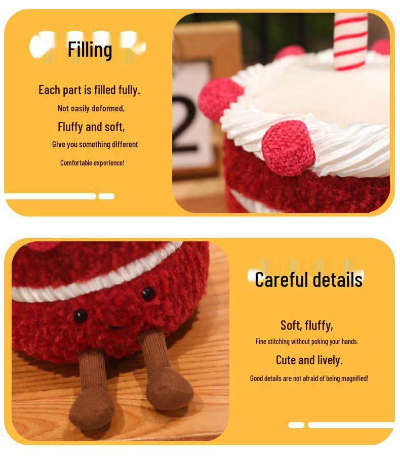 Douyin Xiaohongshu Cherry Red Velvet Cake Plush Doll Gift