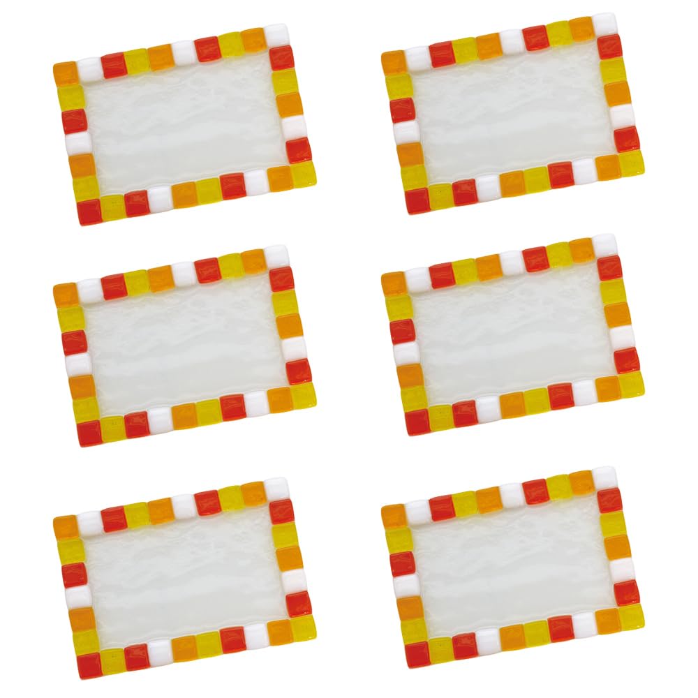 Four Cart Cute Handmade Glass Mosaic Tray, Square, Red, Set of 6