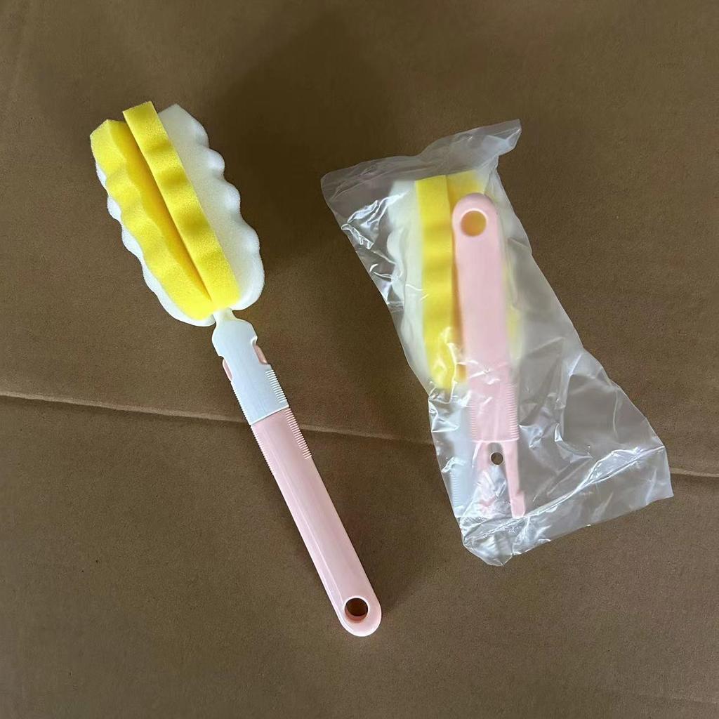 Long Handle Baby Bottle & Insulated Cup Brush with Detachable Sponge Head