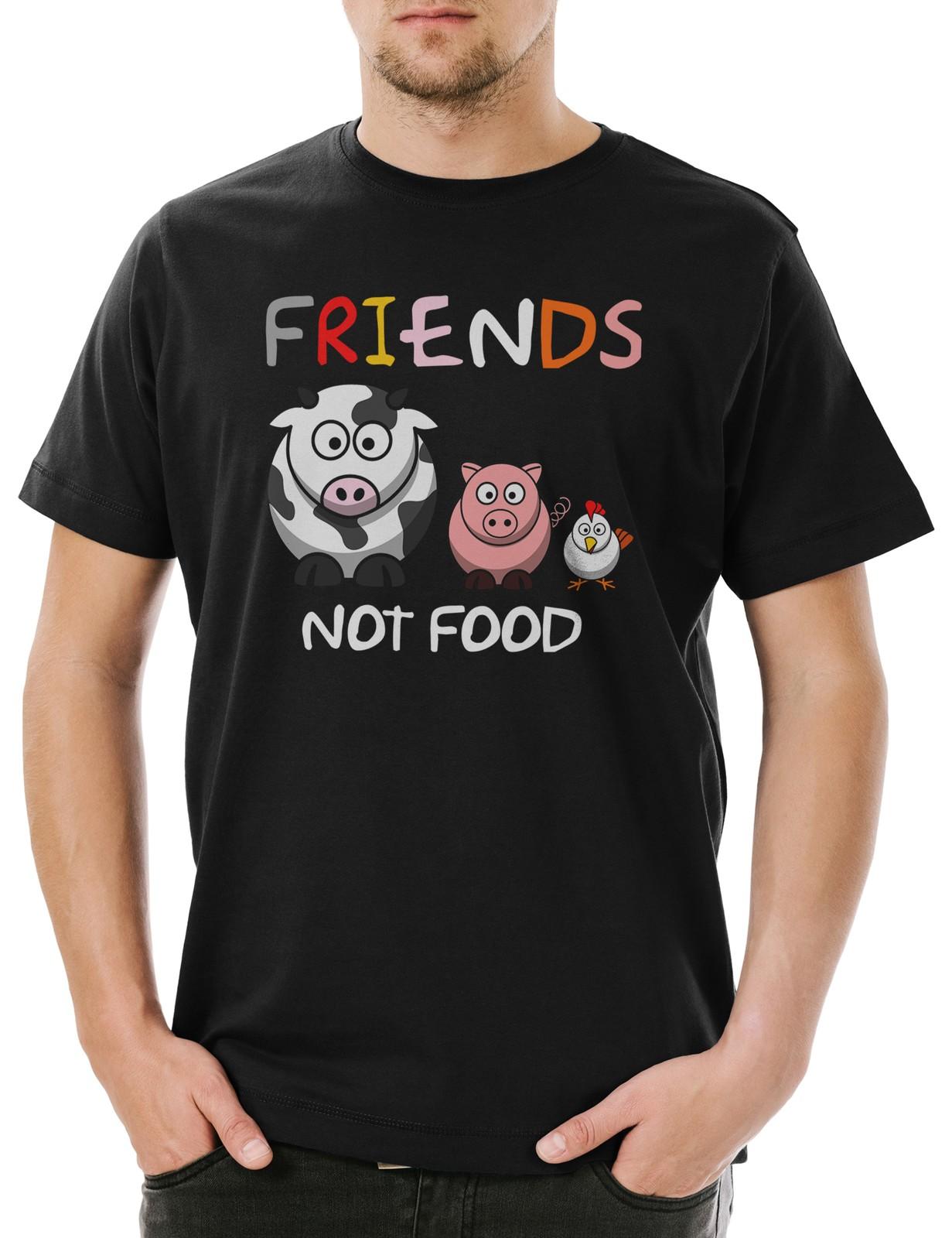 Friends Not Food Comic Herren T-Shirt Mens Womens Tees Top Veganer Speziesismus Vegan Vegetarier S
