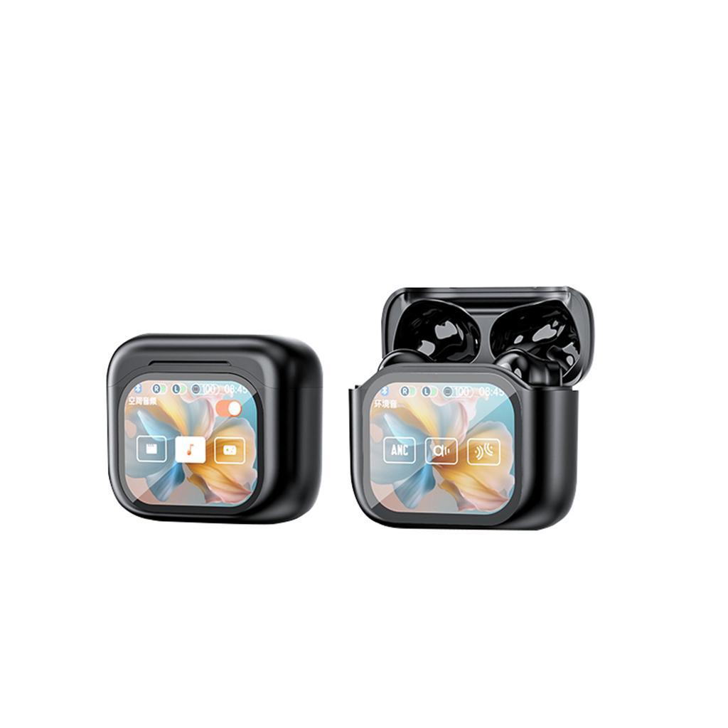 JM19 Bluetooth Earbuds With LCD Color Display, ANC/ENC Noise Cancellation, 5.4 Low Power Consumption, Wireless Sport Earphones For Gym/Running