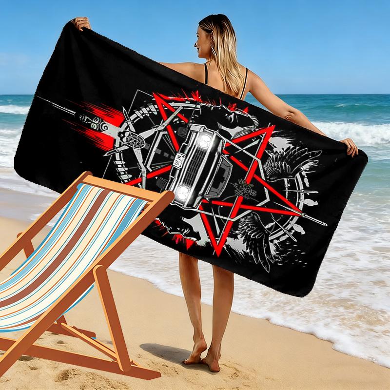 Supernatural Print Beach Towel, Large Soft Quick Dry Towel for Beach Camping Swimming