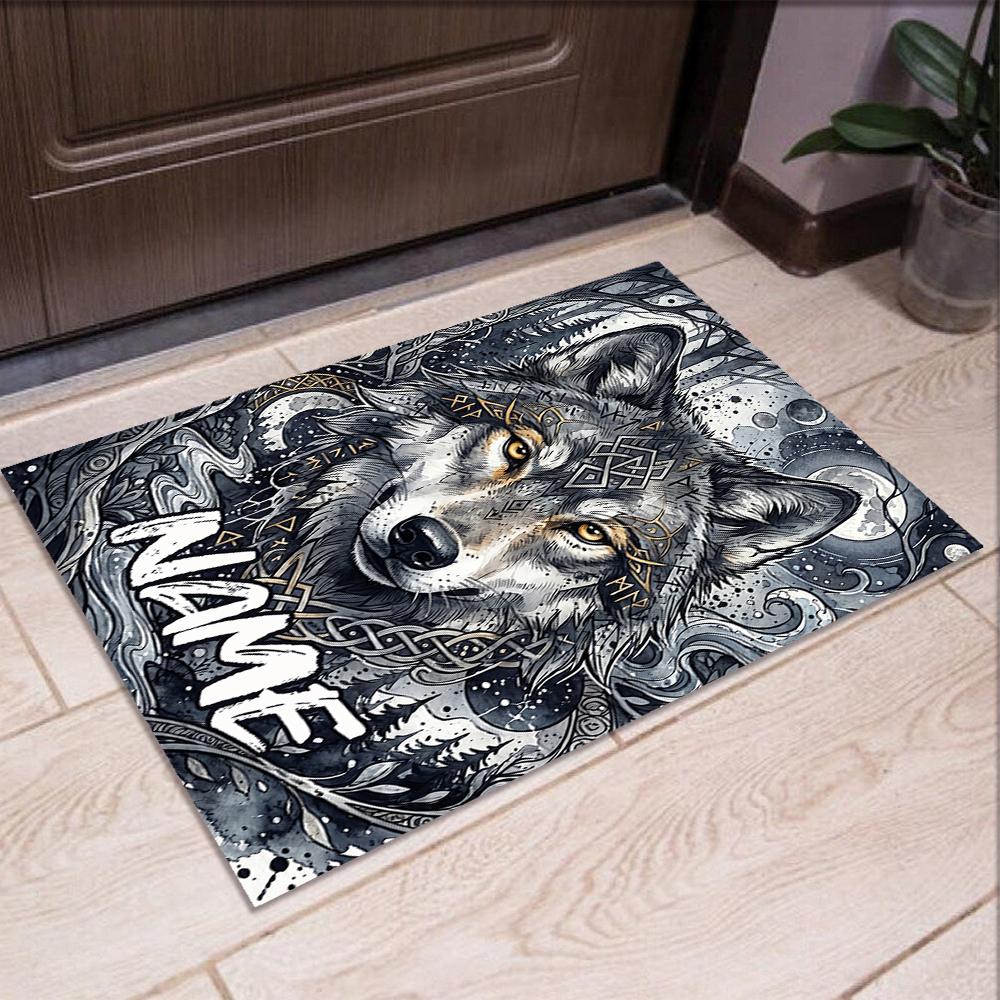 Custom Name Wolf Printed Carpet,Rug for Office Chair Living Room Bedroom Kitchen Room Decor Gifts.