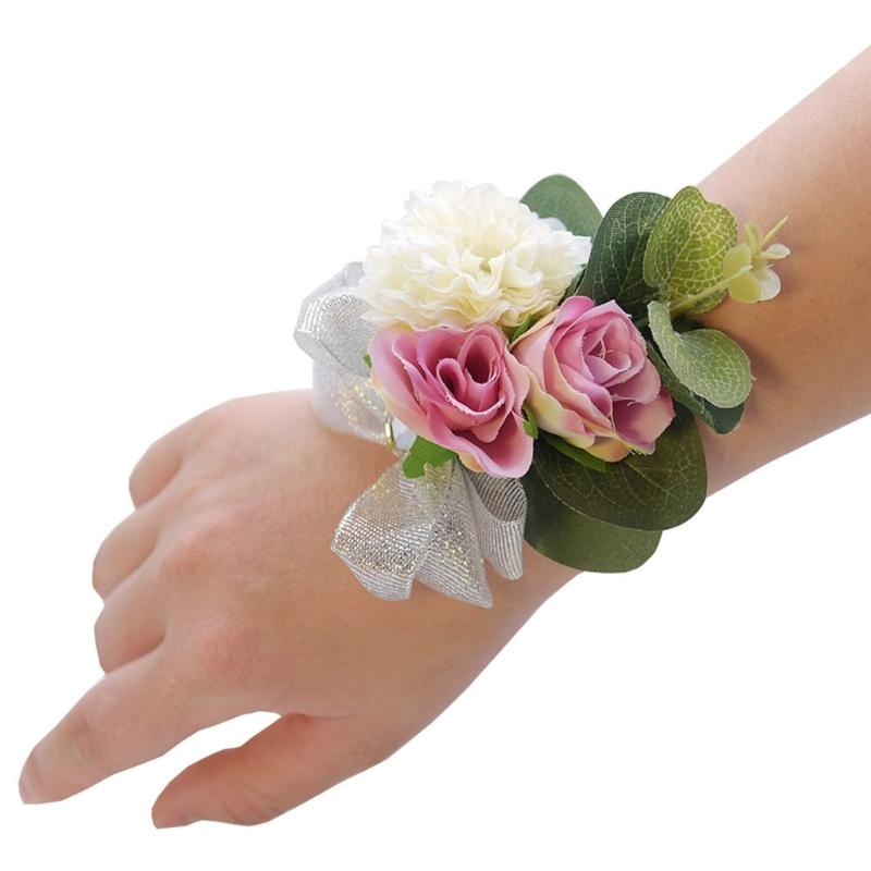 2Pieces Elegant Wrist Flowers for Bridesmaid and Party Decorations Wedding Decoration Gifts