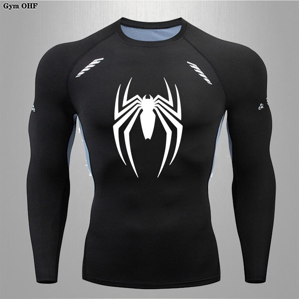 Maglietta Sportiva a Maniche Corte Rashguard Spider-Man Stampa Compressione Corsa Allenamento Bodybuilding T-Shirt Asciugatura Rapida