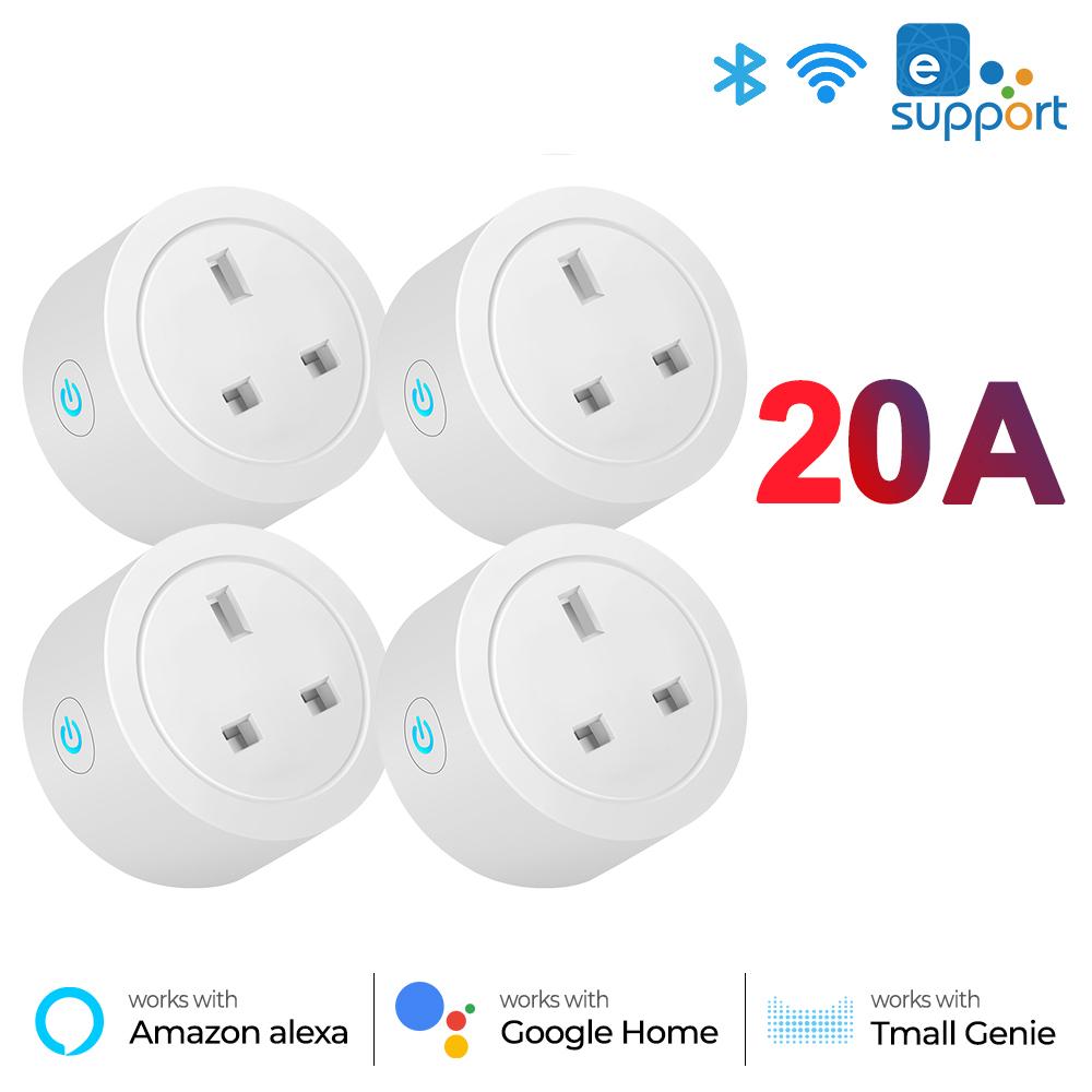 Ewelink 20a Wifi Uk Smart Socket Plug Adapter Wireless Remote Voice Timer Timing App For Google Home Alexa Tmall Genie