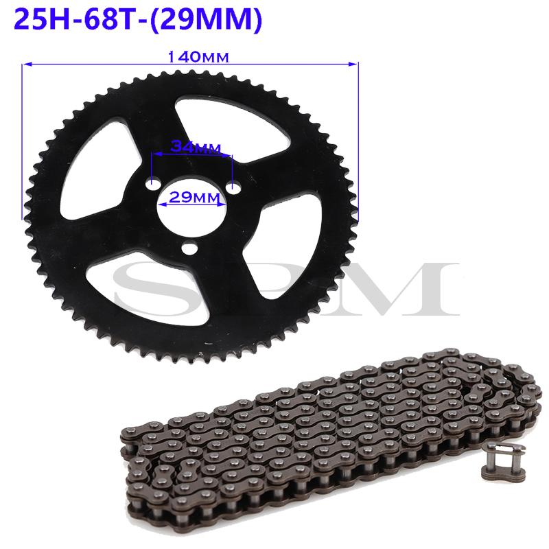 25H Kette Kettenblatt 144/158 Glieder 25H 62/64/66/68/72/74/76 26mm Hinteres Kettenblatt Geeignet für Minimotorrad 47cc 49cc