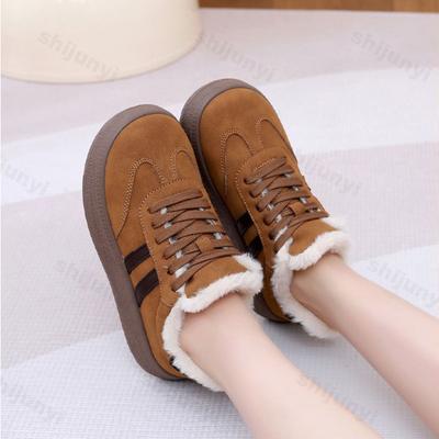 Damen Freizeit Schuhe 2026 Winter Neu Vintage Plüsch Verdickt Weiche Sohle Sneaker Rutschfest Bequem Mode Schnürung Baumwollschuhe