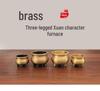Antique Style Three-Legged Copper Incense Burner - Brass Sandalwood Holder for Household Use