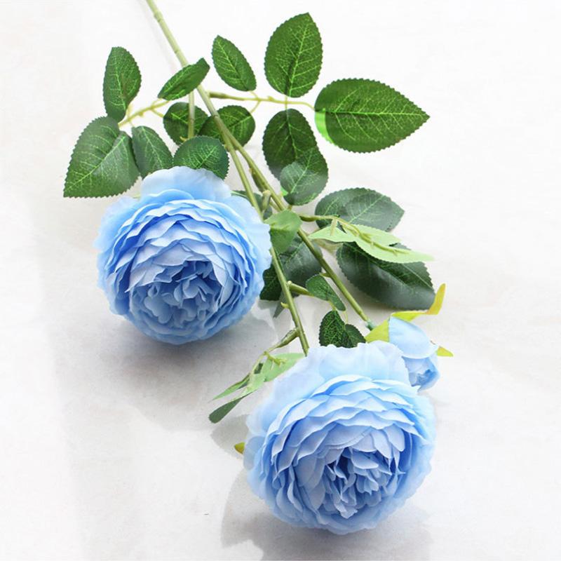 Charm 3 Heads Artificial Flower Peony Home Wedding Decoration Silk Fake Flower Pink European Rose White