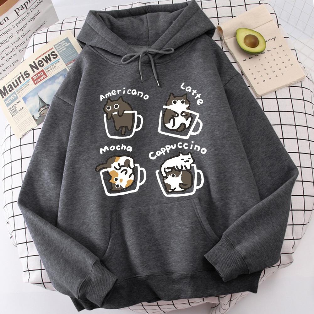 25 Autumn Novel Five Kittens Play in The Cup Printed Hoodie Men's Street Casual Sweatshirt Holiday Fashion Popular Cotton Jumper
