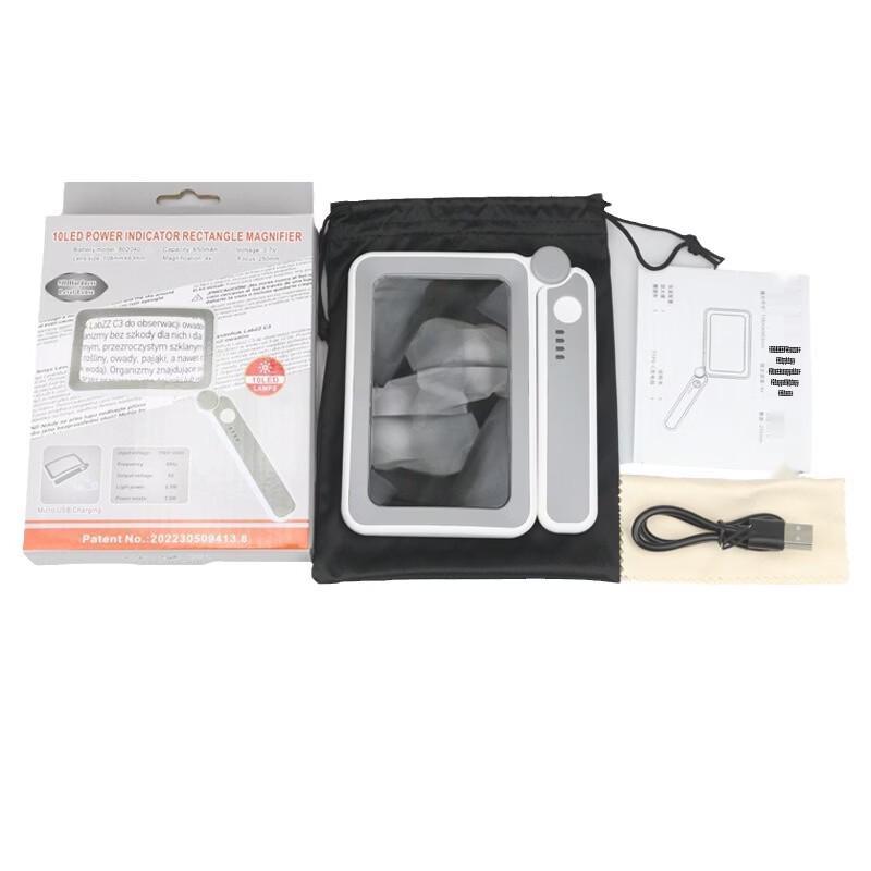 miflame Rectangular Handheld Magnifier with LED Light