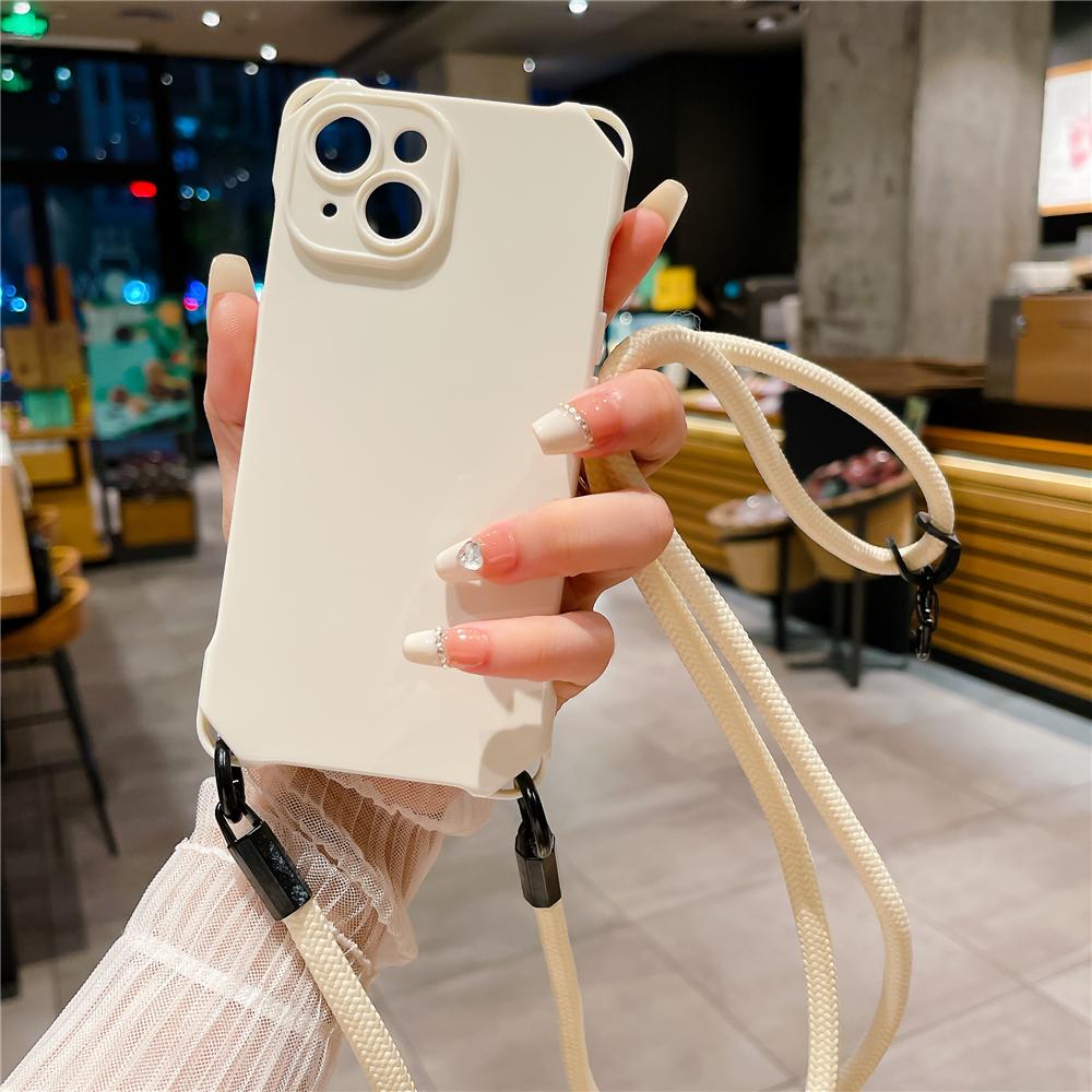 

На шию Шнурок Ремінець Мотузка Намисто Прозорий Чохол для iPhone 15 11 12 13 14 Pro Max Plus 7мм Ремінець М який Силіконовий Чохол For iPhone 15&Case & Strap