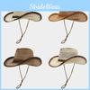 Western Cowboy Hat With Wide Brim Breathable Straw Sun Protection For Outdoor Travel