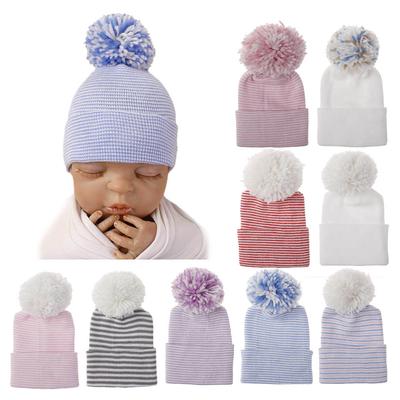 Entzückende Neugeborene Kleinkind Baby Säugling Mädchen Bequem mit Pompon Krankenhausmützen Warme Mütze Accessoires