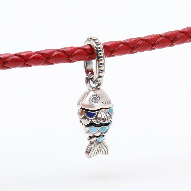Silver-Plated Blue Scale Fish Charm Necklace - Ocean Series Summer Gift for Women