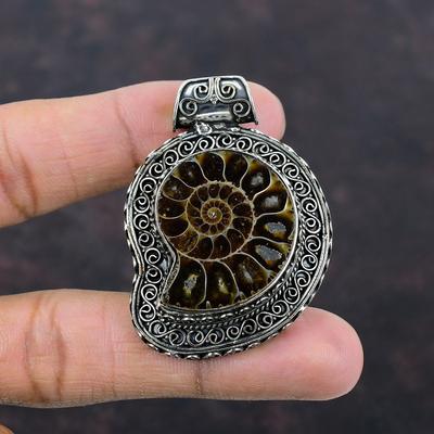 Μενταγιόν από Απολιθωμένο Αμμωνίτη, Καταπληκτικό Vintage Μενταγιόν, Ασημένιο Μενταγιόν 925, Κοσμήματα από Απολιθωμένο Αμμωνίτη, Χειροποίητο Μενταγιόν, Δώρο για τη Μαμά
