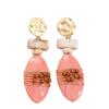 Vintage Maillard Style Pink 3D Geometric Beaded Handmade Wire Wrapped Earrings