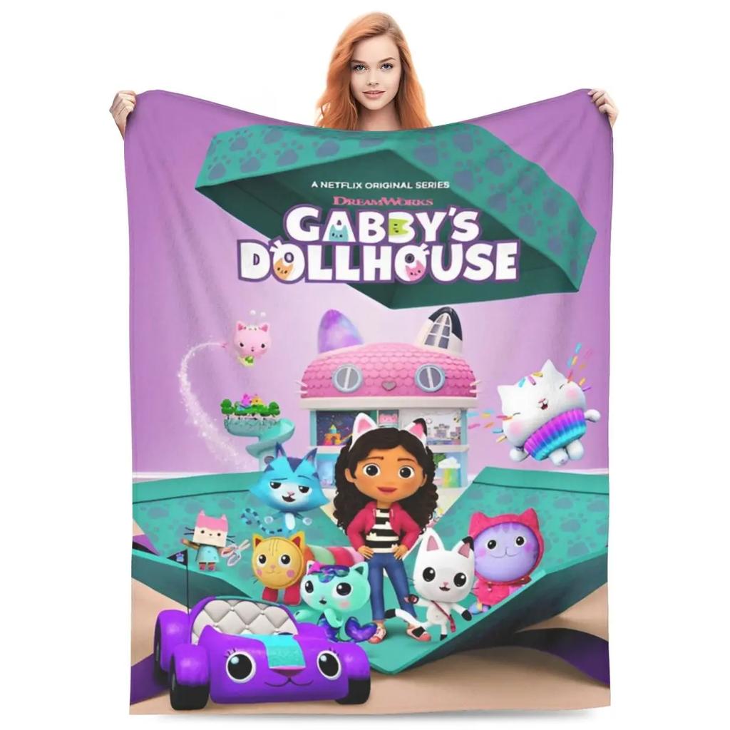 Cute G-Gabbys Girl Dollhouse Blankets Fleece Spring/Autumn Magic House Breathable Soft Throw Blanket for Bed Couch Rug Piece