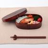 Osaka Choseido Magewappa Bento Polished Single Tier with 600cc Brown Bonus Box, Lacquer, Divider, (Oval Shape, Band, Included)