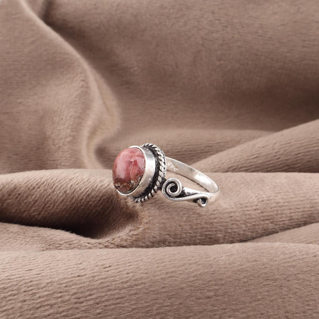 Black Rhodonite Gemstone Jewelry, 925 Sterling Silver Ring Handmade Dazzling Silver Ring For Wedding Gift