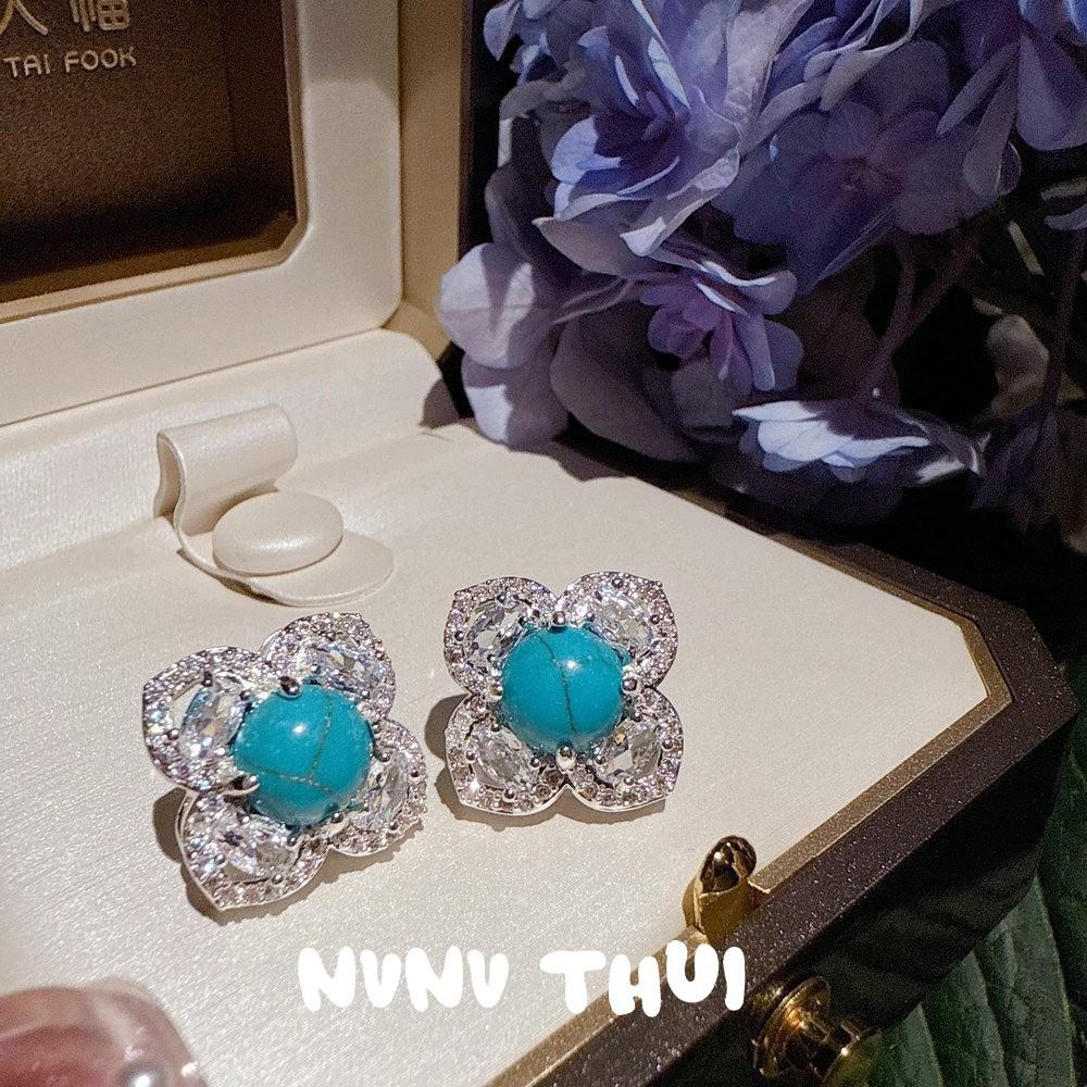 Jewelry, Handmade Wheat Ear Water Drop Gem Earrings, Banquet Haute Couture Glazed Flower Ball Snowflake Zircon Brooch Set