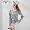 Betu Women's Faux Two-Piece Long Sleeve Top