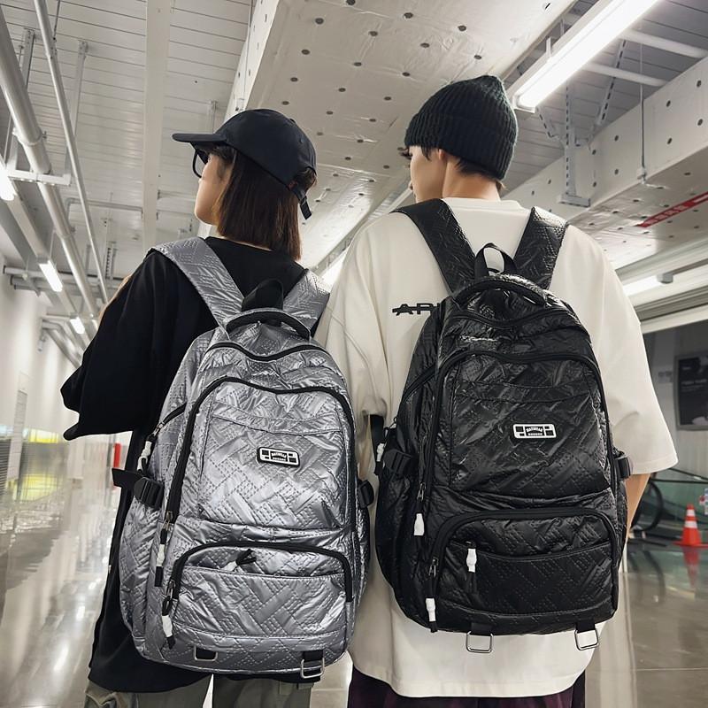Fashionable Solid Color Embossed Texture Student Backpack For University Use