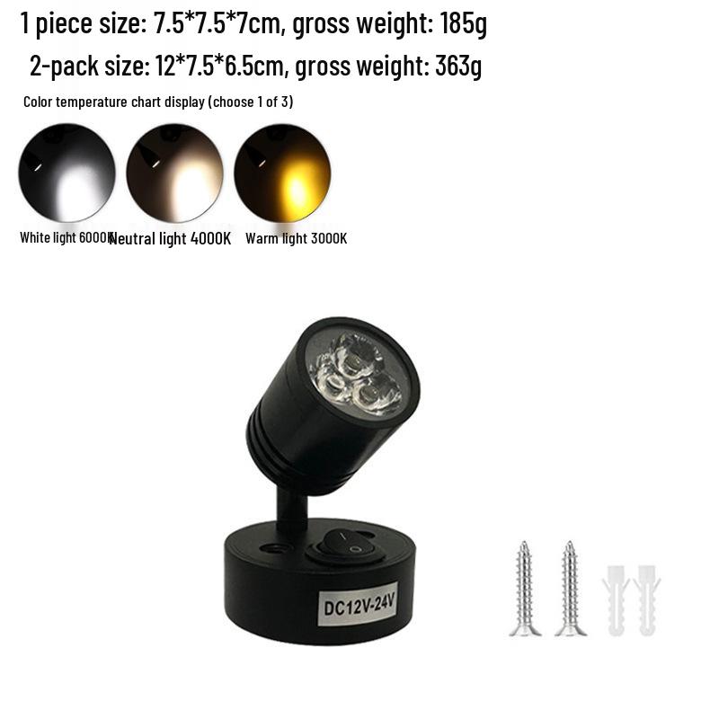 12V-24V LED Reading Light for RV, Boat, or Yacht - 3W Low Voltage Bedside Spotlight
