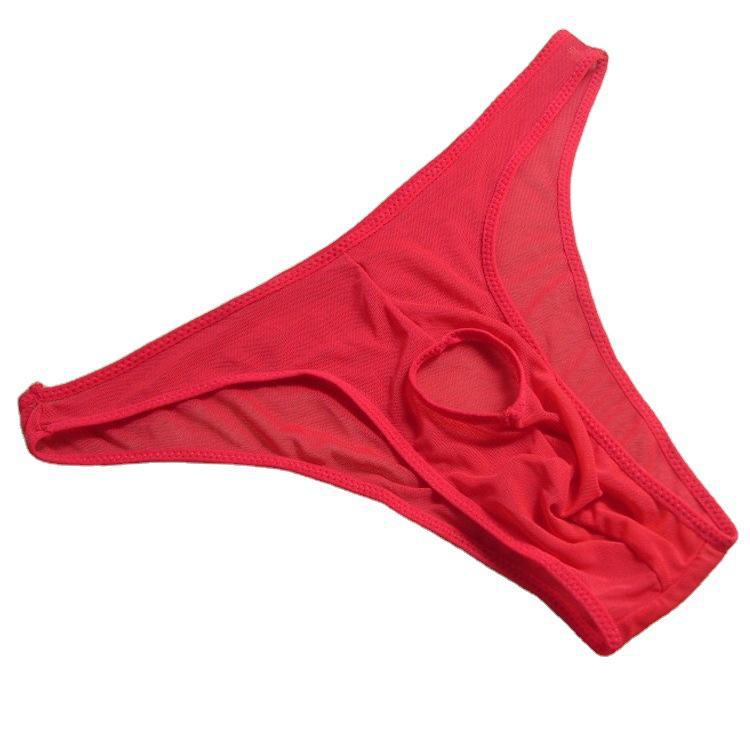 Men's Sexy See-Through Mesh Underwear: High Elasticity JJ Triangle Thong and T-Pants