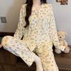 Japanese girl cartoon full print pajamas women's spring and autumn long-sleeved thin comfortable loungewear suit real shot