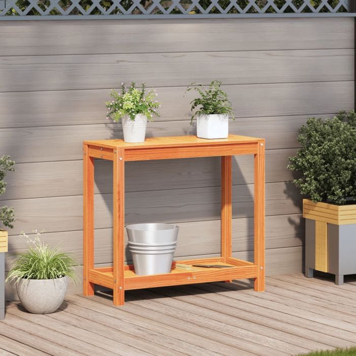 VidaXL Potting Table with Shelf, Planting Table with Storage, Potting Bench, Plant Table, Brown Wax 844629