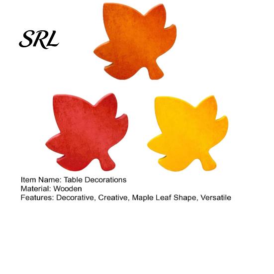 Decorative Felt Leaves for Dining Table 3Pcs Fall Maple Decorations, Wooden Autumn Harvest Desktop Decor Shelves Ornament Shelf Tiered Trays