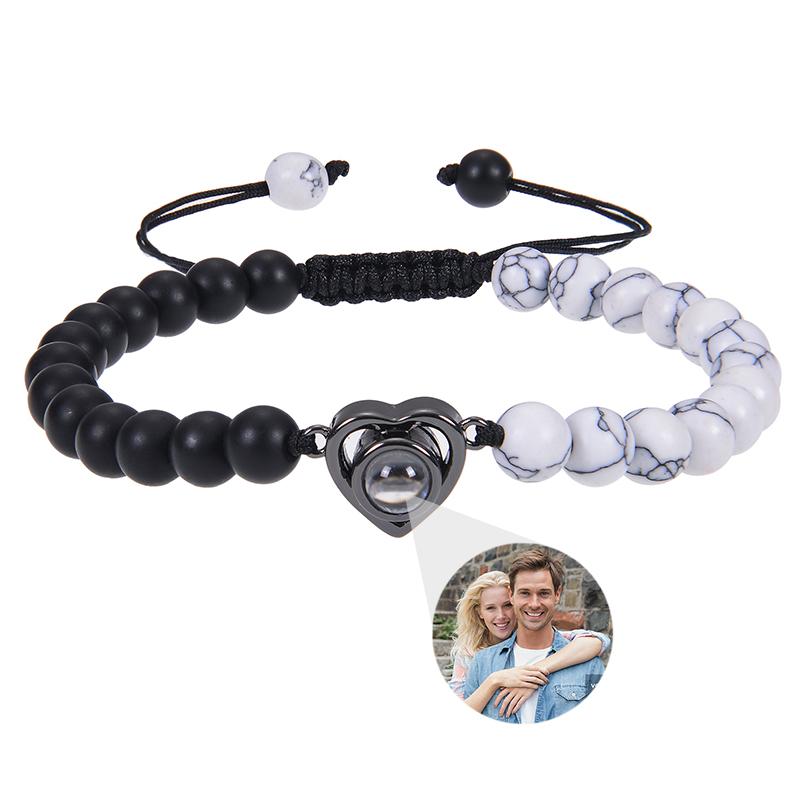 

Браслет з проекцією фото з натурального каменю Браслети Персоналізований браслет з проекцією фото Пам ять для пари Подарунок Template B&Stainless Steel