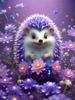 Diamond 5DDIY Painting New Purple Series Animal Hedgehog Flower Full Square/Round Diamond Mosaic Flower Home Decoration
