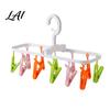 Plastic Clothing Clip Clothes Drying Rack with 12 Clips Heavy Duty Rotatable Multi Hanger Foldable Hanger Anti-Slip Organizer for Underwear