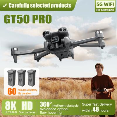 2026 GT50 Pro Dron 8K Profesionální HD Kamera 5G WIFI Dálkové Ovládání s Displejem RC Bezuhlíkový Skládací Dron Kvadrokoptéra Dárková Hračka