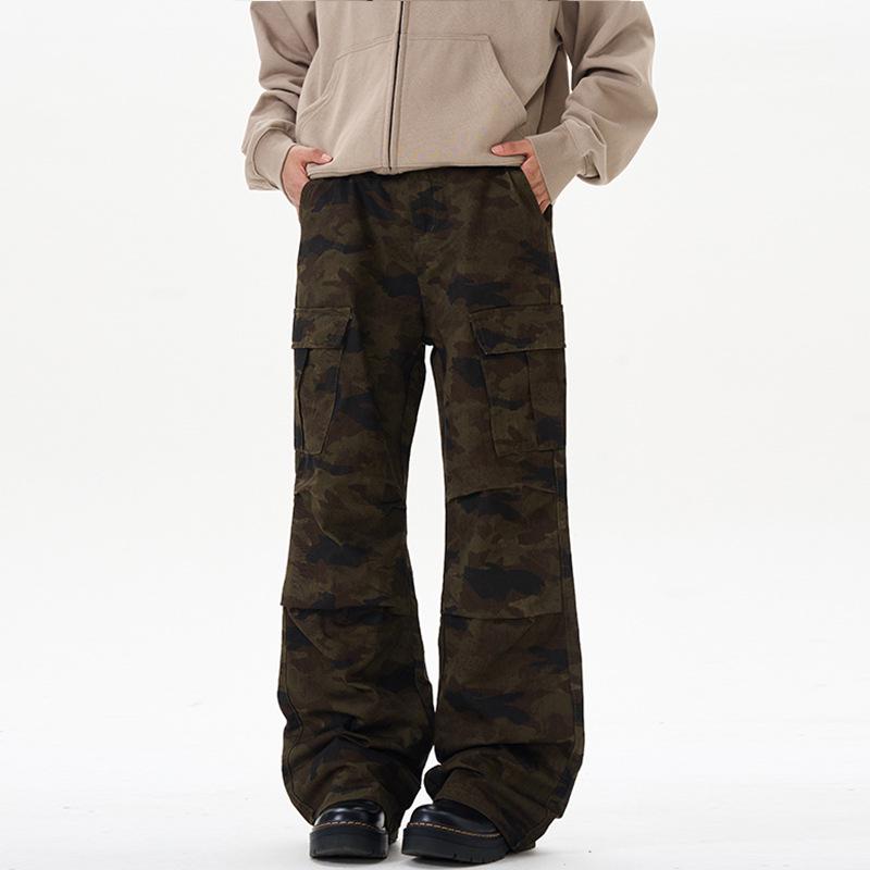 

LKTM Retro Camo Work Pants: Men s & Women s Trendy Loose Pleated Straight-Leg XL (recommended 140-155 jin)