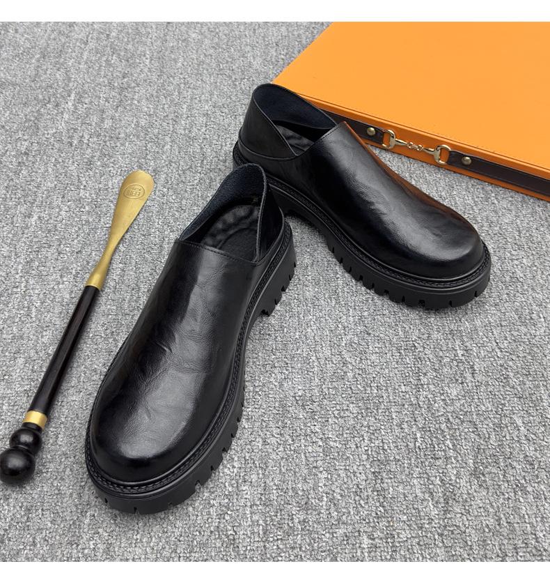 Men's 2025 Autumn/Winter Height-Increasing Non-Slip Casual Leather Shoes