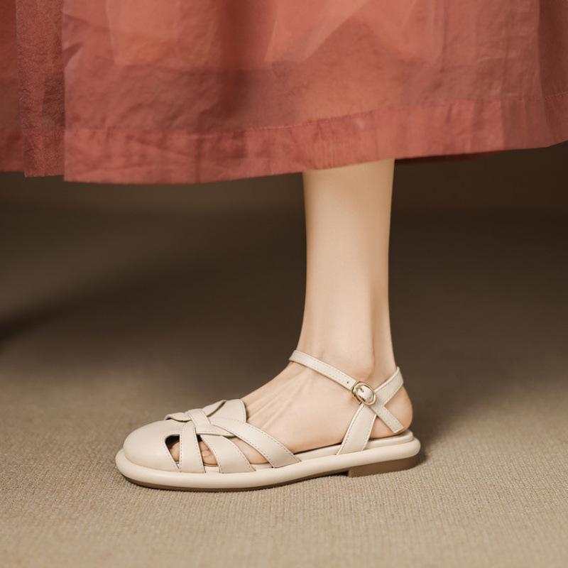 New Rear Empty Sandals Women's Casual Black Platform Women's Shoes Rubber Soft Sole Bag Head Sandals Summer Large Size Shoes Round Head