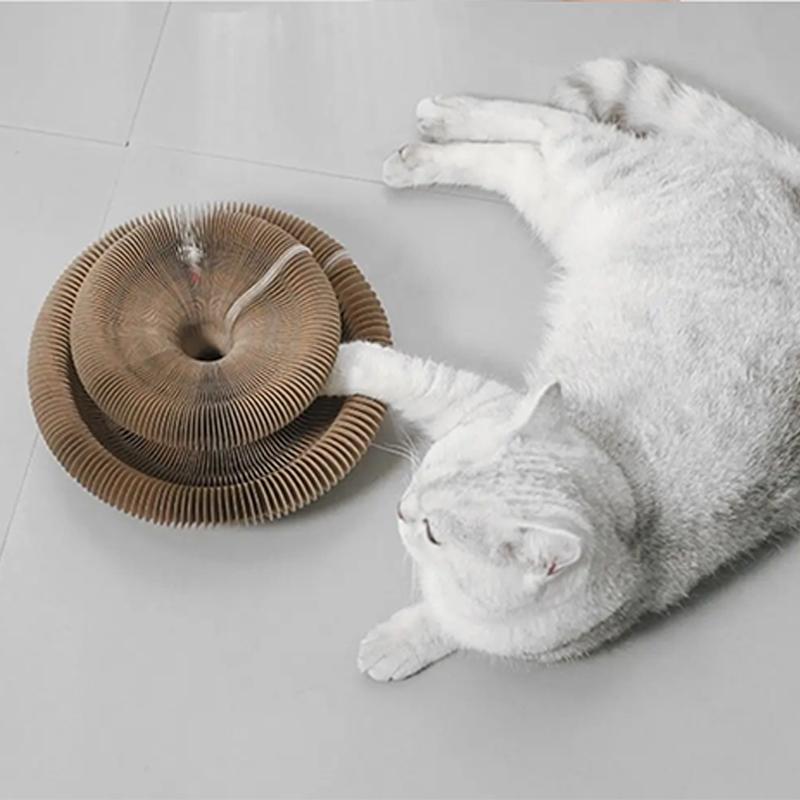 Magisches Katzenkratzorgelbrett, Katzenspielzeug mit Ball, Katzenschleifklaue, Katzenklettergerüst, Kätzchen, rundes, gewelltes Katzenkratzspielzeug