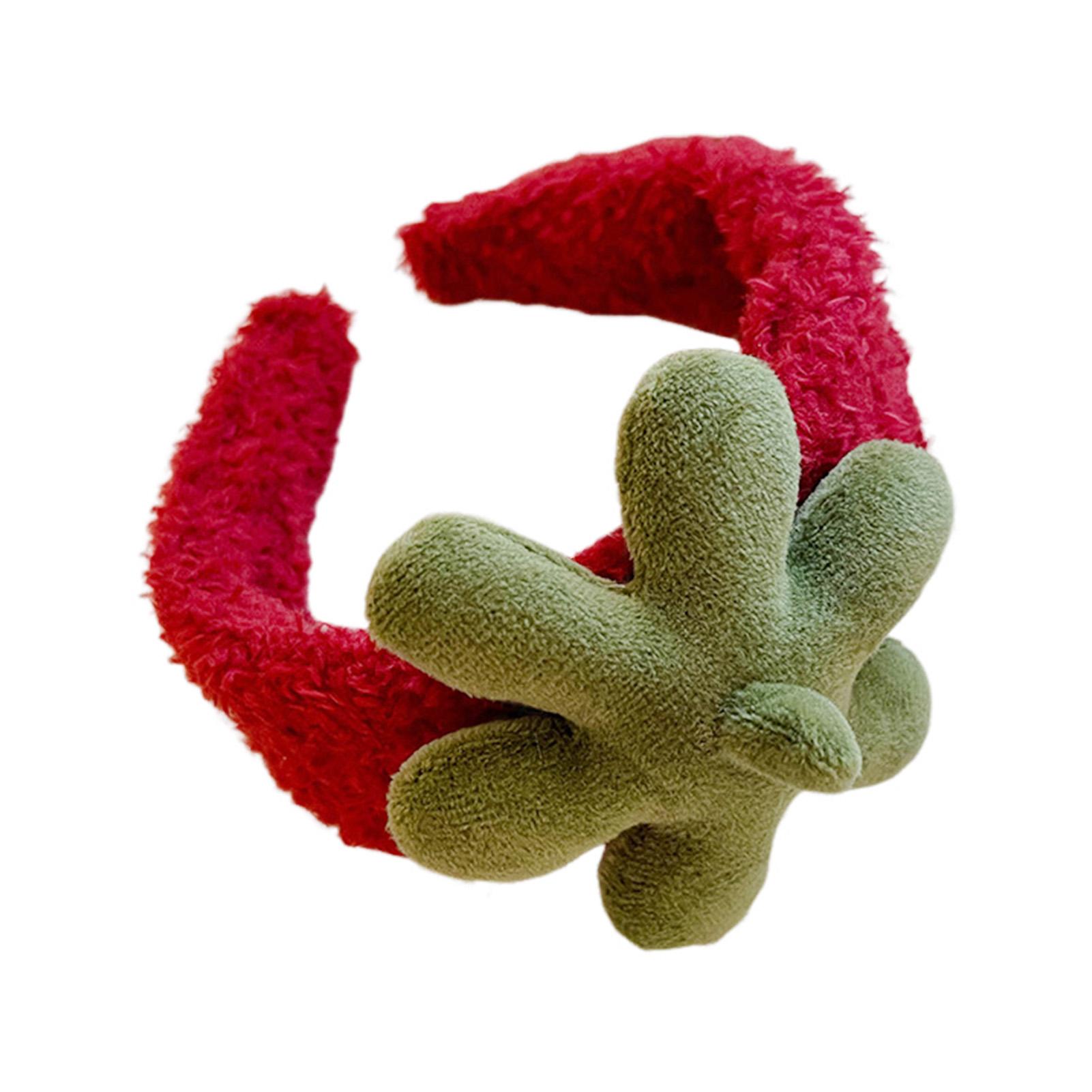 Strawberry Plush Face Washing Headband Set With Wristbands Cute Hair Band For Women Men Makeup Skincare Soft Absorbent Material